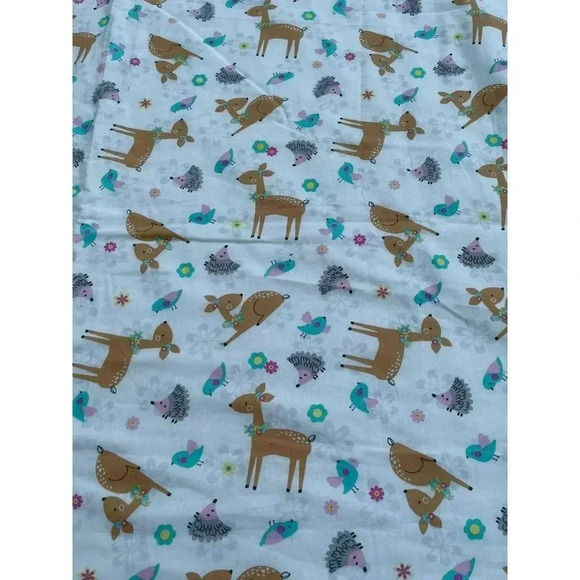Hand Sewn By Marta Chacon Handmade Deer Print Baby Blanket Pink White 35"x44" - Picture 9 of 10